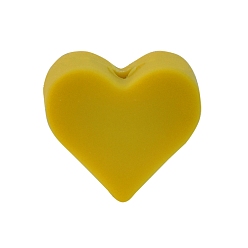 Goldenrod Heart Food Grade Silicone Beads, Goldenrod, 12x13.5mm