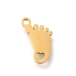 Золотой 201 прелести нержавеющей стали, лазерная резка, очарование следа, золотые, 12x8x1 мм, отверстие : 1.2 мм