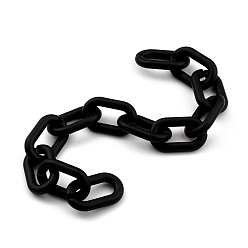Schwarz Handgefertigte Acrylkabelketten, ellipsenförmige, für Schmuck machen, Schwarz, Link: 27x16.5x4 mm, 39.37 Zoll (1 m)/Strang