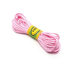 Pink Cordon en satin de polyester à queue de rat, pour le nouage chinois, ronde, rose, 3mm, environ 10.94 yards (10m)/paquet