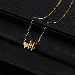 Letter H Ожерелья из сплава с подвеской в виде сердца и буквы для женщин, золотые, Письмо ч, 15.75 дюйм (40 см)