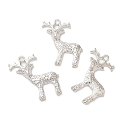 Platinum Alloy Pendants, Deer, Platinum, 36x31.5x5mm, Hole: 2.5mm, about 354pcs/1000g