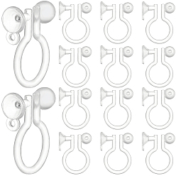 Прозрачный 200шт. пластиковые клипсы для сережек, с петлей, настройки серьги для горного хрусталя, для не проколотых ушей, прозрачные, 11x9x3.5 мм, отверстие : 0.5 мм, пригодный для стразов 3 мм