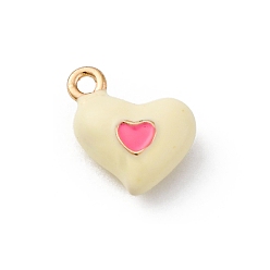 Бланшированный Миндаль Сплав эмали прелести, шарма сердца, золотые, бланшированный миндаль, 11.5x11.5x4.5 мм, отверстие : 1.6 мм