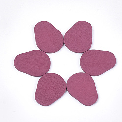 Cerise Painted Poplar Wood Cabochons, Doll, Cerise, 25x19x1.5mm