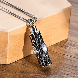 Белый Кулон из нержавеющей стали с кубическим цирконием, колонна урна пепел прелести, белые, 38.5x9 мм