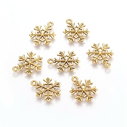 Antique Golden Tibetan Style Alloy Pendants, Lead Free & Cadmium Free, Snowflake, for Christmas, Antique Golden, 21x16x2mm, Hole: 2mm