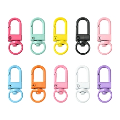 (52) Непрозрачная лаванда 10шт. 10 цвета, окрашенные распылением, из экологически чистого сплава, поворотные карабины, застежки, без кадмия, без никеля и без свинца, разноцветные, 33.5x12.5x5 мм, отверстие : 5x9 мм, 1 шт / цвет