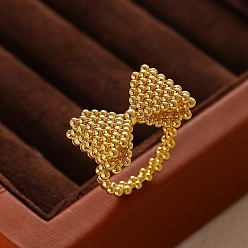 Золотой Латунные круглые кольца с шариками для женщин, бантом, золотые, 17 мм