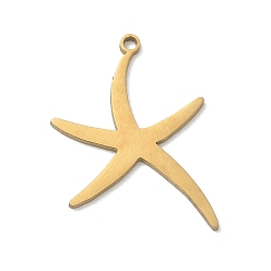 Oro 201 colgantes de acero inoxidable, encantos de estrellas de mar, Corte con laser, dorado, 24.5x23.5x1.5 mm, agujero: 1.5 mm