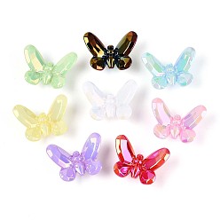 (52) Непрозрачная лаванда Непрозрачные акриловые бусины с УФ-покрытием, радужный, бабочка, граненые, разноцветные, 32x42.5x13.5 мм, отверстие : 4.7 мм