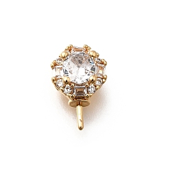 Настоящее золото 18K Латунный микро-паве кубический цирконий, за половину пробурено бисера, без кадмия, без никеля и без свинца, цветок, реальный 18 k позолоченный, 13x8.5x5 мм, отверстие : 1.5x1 мм, штифты : 1 мм