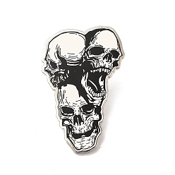 White Printed Alloy Brooch for Backpack Clothes, Skull, White, 42.5x27x1.8mm