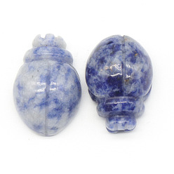 Содалитовое Резные фигурки жуков-целителей из натурального содалита, Украшения из камня с энергией Рейки, 25x17.5 мм