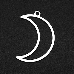Нержавеющая Сталь Цвет Устойчивые к потускнению 201 подвески из нержавеющей стали, лунное очарование, лазерная резка, цвет нержавеющей стали, 26x18x1 мм, отверстие : 1.6 мм