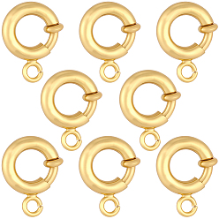 Real 24K Gold Plated 12Pcs Brass Spring Ring Clasps, Long-Lasting Plated, Lead Free & Cadmium Free, Rack Plating, Real 24K Gold Plated, 9.5x7.5x2.5mm, Hole: 1.2mm