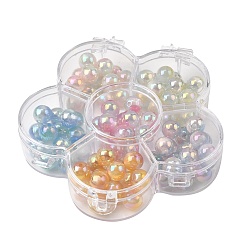 (52) Непрозрачная лаванда 90шт. смоляные УФ-реактивные шарики, бусины, меняющие цвет, круглые, имитации кошачьего глаза , радужный, с пластиковой коробке, разноцветные, 10 мм, отверстие : 2 мм