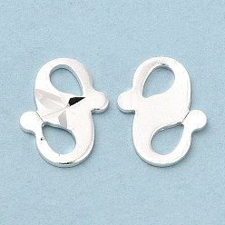 925 Sterling Silver Plated Brass S-Hook Clasps, Cadmium Free & Lead Free, 925 Sterling Silver Plated, 11.5x9x1mm, Hole: 4x2.5mm