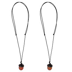 Кокосово-Коричневый 2шт 2 цвета желудь деревянный медальон кулон ожерелье с вощеными шнурами, колье с открывающейся коробкой для хранения для женщин, кокосового коричневый, 19.84~30.71 дюйм (50.4~78 см), 1 шт / цвет