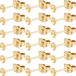 Золотой 50шт. ионное покрытие (IP) 304 фурнитура для сережек-гвоздиков из нержавеющей стали, за половину пробурено бисера, золотые, 4 мм, штифты : 0.5~0.6 мм