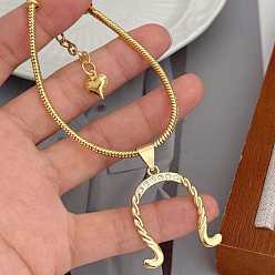 Letter U Bracelets d'été en laiton pavé de zircon cubique transparent, or, lettre u, 6.30 pouce (16 cm)