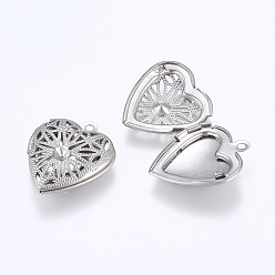 Stainless Steel Color 304 Stainless Steel Pendant Rhnestone Settings, Diffuser Locket Pendants, Photo Frame Charms for Necklaces, Heart, Stainless Steel Color, 22.5x19.5x5.5mm, Hole: 1mm, Inner Size: 11x13.5mm, Fit for 3mm Rhinestone
