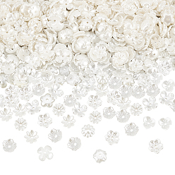 Кремово-белый 600шт 6 стиль АБС пластик имитация жемчужные бусины колпачки, цветок, кремово-белые, 9.5~10.5x10~11x3~4.5 мм, отверстие : 1.5~1.6 мм, 100 шт / стиль