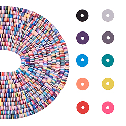 Gemischte Farbe Manuell Polymer Ton Perlen, für DIY Schmuck Bastelbedarf, Disc / Flachrund, heishi Perlen, Gemischte Farbe, 6x1 mm, Bohrung: 2 mm, ca. 380~400 Stk. / Strang, 17.70'' (44.95 cm)