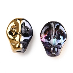 Темно-синий  Шифер Стеклянные бусины с гальваническим покрытием , череп, темный сланец синий, 10x8x7.5 мм, отверстие : 1 мм, около 65 шт / нитка, 25.59'' (65 см)