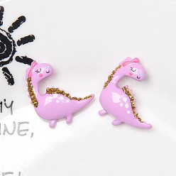 Сливовый Непрозрачная смола декодирует кабошоны, динозавр с блестками, слива, 20x21 мм