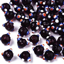 Кокосово-Коричневый Ручной работы ухабистым Шарики Lampwork, кокосового коричневый, 10~11x11~12x7~8 мм, отверстие : 1.4~1.6 мм