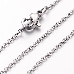 Stainless Steel Color 304 Stainless Steel Necklace, Cable Chains, with Lobster Clasps, Stainless Steel Color, 19.69 inch(500mm), 1.5mm