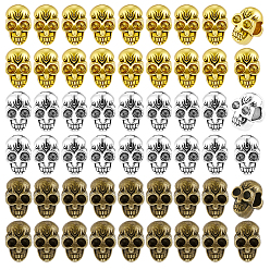 Mixed Color 75Pcs 3 Colors Acrylic European Beads, Large Hole Beads, Skull, Mixed Color, 12x7mm, Hole: 5mm, 25pcs/color