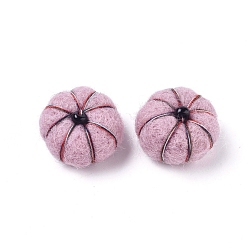 Бледно-Розовый Украшение из шерстяного фетра, со стеклянными бисеринами, украшение ремесла diy, тыква, розовый жемчуг, 23~24x13~17 мм