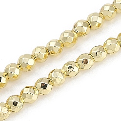 Светло-хаки Нити синтетических немагнитных гематитовых бусин с гальваническим покрытием, покрытых краской для выпечки, граненые, круглые, светлый хаки, 4x4x4 мм, отверстие : 1 мм, около 95 шт / нитка, 14.96'' (38 см)