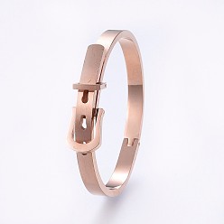 Rose Gold 304 Stainless Steel Bangles, Rose Gold, 2-1/4 inch(5.6cm)~2-1/2 inch(6.3cm)x1-7/8 inch(4.7cm)~2 inch(5cm), 6~12mm