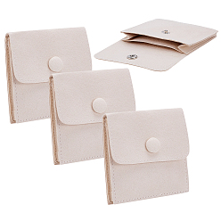 Бежевый Мешочки для украшений из микрофибры, складные конверты для сережек, Браслеты, ожерелья упаковка, прямоугольные, бежевые, 7.7x8.1x1 см