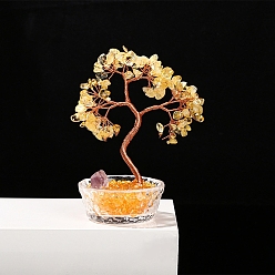 Цитрин Елочные украшения из натуральной цитриновой стружки, Медная проволока, энергетический камень по фен-шуй, подарок для украшения домашнего рабочего стола, 135 мм