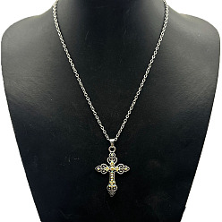 Cross Модные унисекс ожерелья из сплава со стразами, крестик