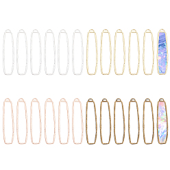 (52) Непрозрачная лаванда 24 шт. 4 цвета сплав открытая задняя часть оправа большие подвески, для diy уф смолы, эпоксидная смола, Прессованные цветочные украшения, прямоугольные, разноцветные, 60.5x14x1.5 мм, отверстие : 4x2 мм, 6 шт / цвет