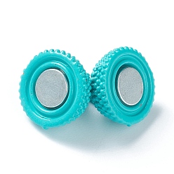 Темно-бирюзовый Магнитные застежки латунного цвета с петлями, круглые, темные бирюзовый, 19x12.5 мм, отверстие : 1 мм