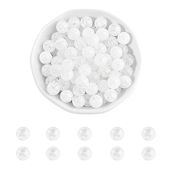 Quartz Crystal Natural Quartz Crystal Beads Strands, Crackle Style, Round, 8mm, Hole: 1mm, about 45~48pcs/strand, 14.9 inch~15.1 inch, 2strands/box