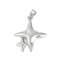 Платина Стойки обшивки латунные подвески, без свинца и без кадмия, долговечный, звезды прелести, с целью перехода в кольце, платина, 25x12.5x3 мм, отверстие : 5x3 мм