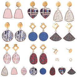 (52) Непрозрачная лаванда DIY серьги решений, Сплав с подвесками, 304 Выводы серьги из нержавеющей стали шпилька, разноцветные