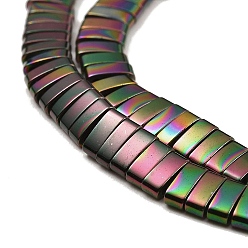 Rainbow Plated Electroplated Non-magnetic Synthetic Hematite Beads Strands, Rectangle, 2-Hole, Rainbow Plated, 5x2x2mm, Hole: 0.8mm, about 193pcs/strand, 8.27 inch(21cm)