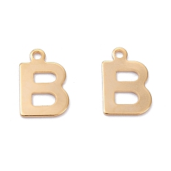 Letter B 201 прелести нержавеющей стали, алфавит, реальный 18 k позолоченный, letter.b, 12x7.8x0.6 мм, отверстие : 1.2 мм