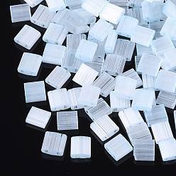 Светло-Синий 2-дырочные стекло бисер, имитации кошачьего глаза , прямоугольные, голубой, 5x4.5~5.5x2~2.5 мм, отверстие : 0.5~0.8 мм