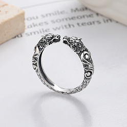 Античное Серебро Дракон 925 регулируемые манжеты из стерлингового серебра, античное серебро, 5 мм, внутренний диаметр: регулируемый