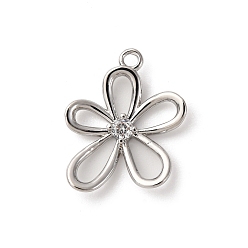 Платина Кулон из циркония, без кадмия, без никеля и без свинца, полые цветок, платина, 16.5x14.5x2.5 мм, отверстие : 1.4 мм