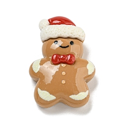Gingerbread Man Рождественские кабошоны из непрозрачной смолы для декодирования, Колобок, 27.5x19.5x9 мм